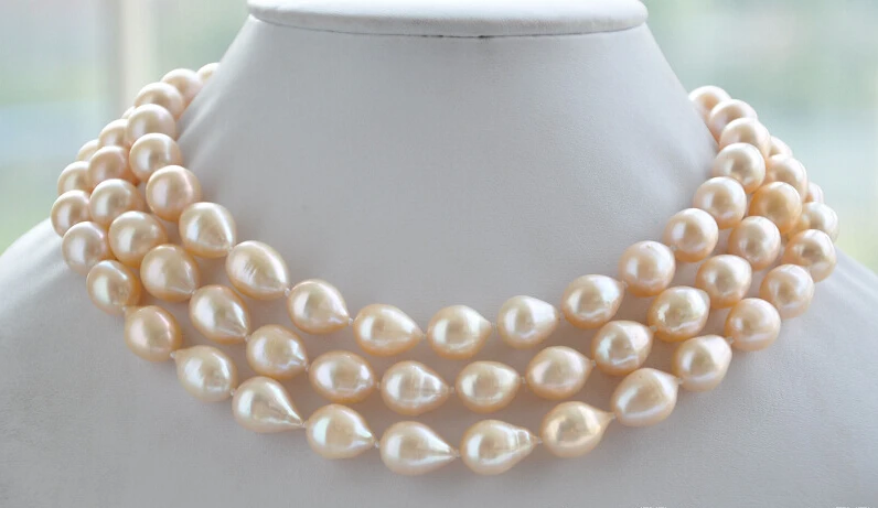 

FREE shipping>>>> z6152 16x14 rice pink freshwater pearl necklace 48inch