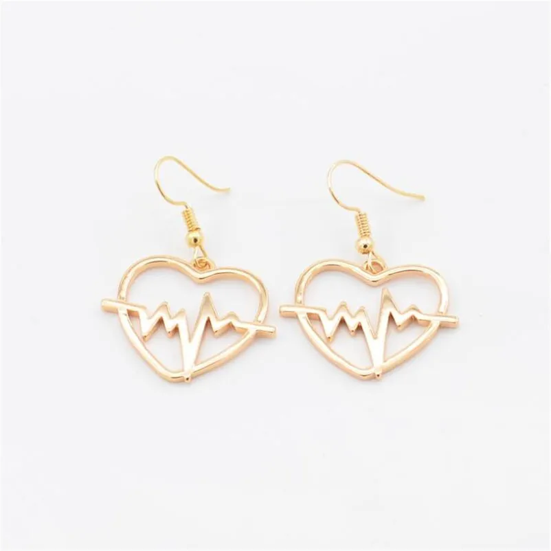 2018 Trendry Earrings for Women 's Heart shaped electrocardiogram Earrings Ear Studs Jewelry Ornament Jewelry Brincos J05#N (3)