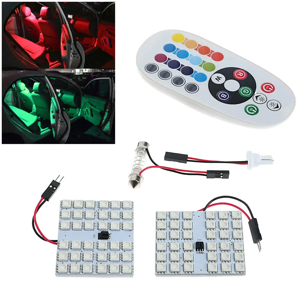 JX-LCLYL 2 шт. T10 гирлянда RGB 36LED Автомобильная купольсветильник лампа для чтения атмосферная лампа + пульт дистанционного управления