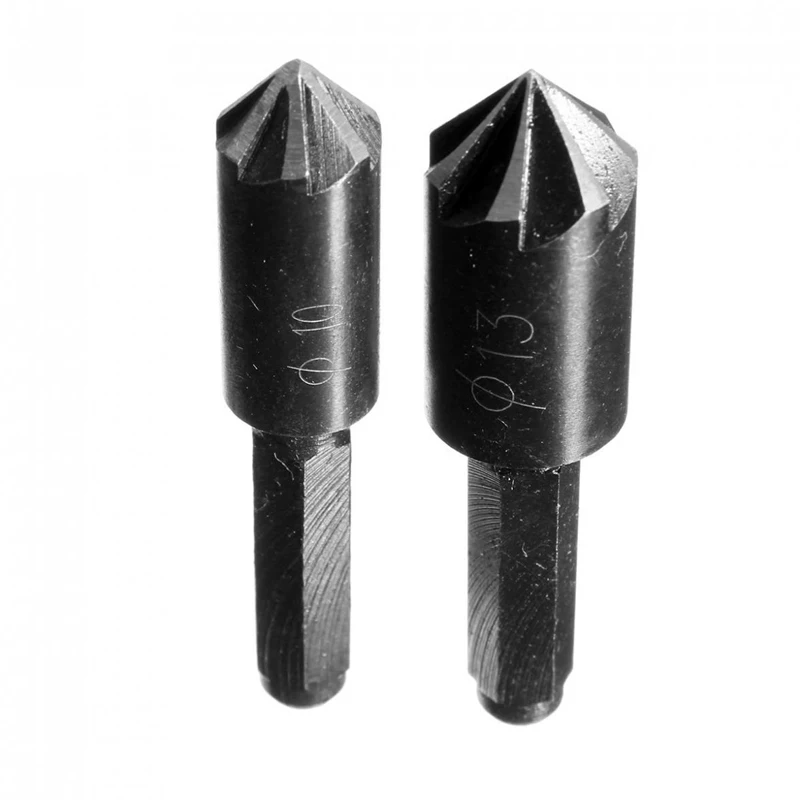 2 pcs HSS 1/4" Hex Shank 7 Flute 82 Degree Countersink Drill Bit Chamfer Cutter