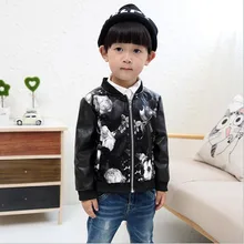 Garçons et filles de mode impression PU veste en cuir enfants en 2017 nouvelle veste de mode enfants veste 6