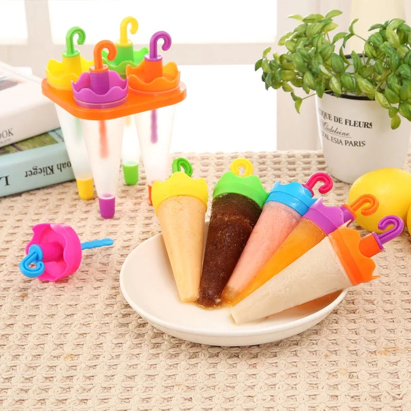 

4/6pcs Umbrella Shape DIY Ice Cream Pops Ice Juice Popsicle Party Mould Molds Children Ice Maker