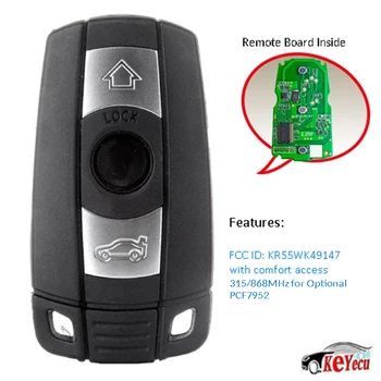 

KEYECU Replacement Smart Remote Car Key Fob 3 Button for BMW 1 3 5 Series X5 X6 2006-2011 with Comfort Access System