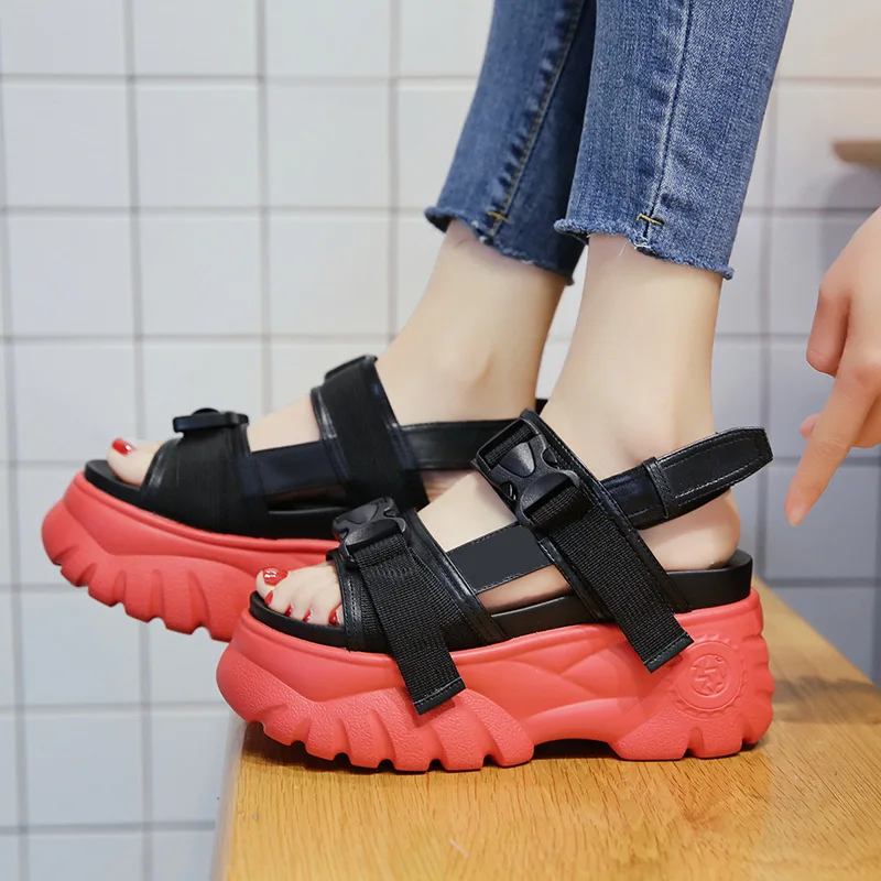 2019 Summer Chunky Sandals Women Wedge High Heels Shoes Female Buckle Platform Casual Summer Slippers Off Woman White Sandal 2019 Summer Chunky Sandals Women Wedge High Heels Shoes Female Buckle Platform Casual Summer Slippers Off Woman White Sandal