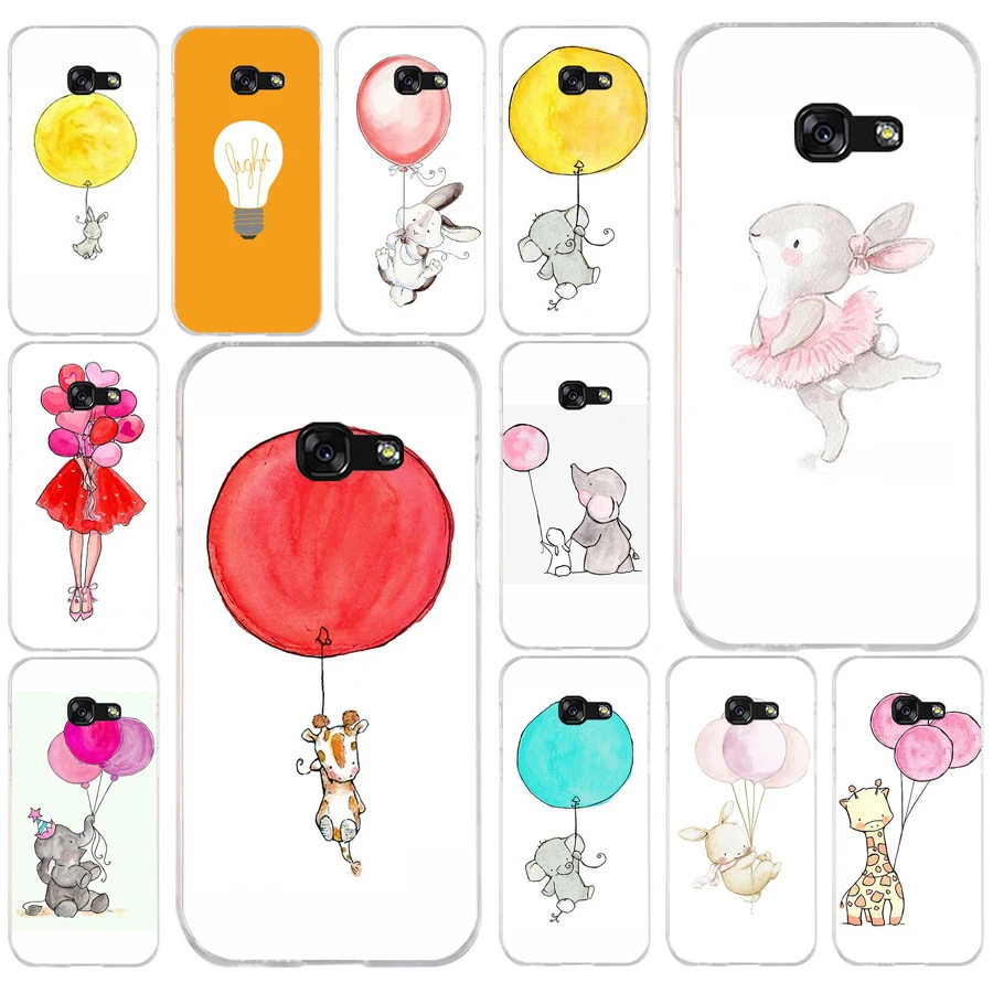 

018 Funny Animal Rabbit with Balloon Soft Silicone Tpu Cover phone Case for Samsung a3 a5 2017 a6 plus a7 a8 2018 s6 7 8 9