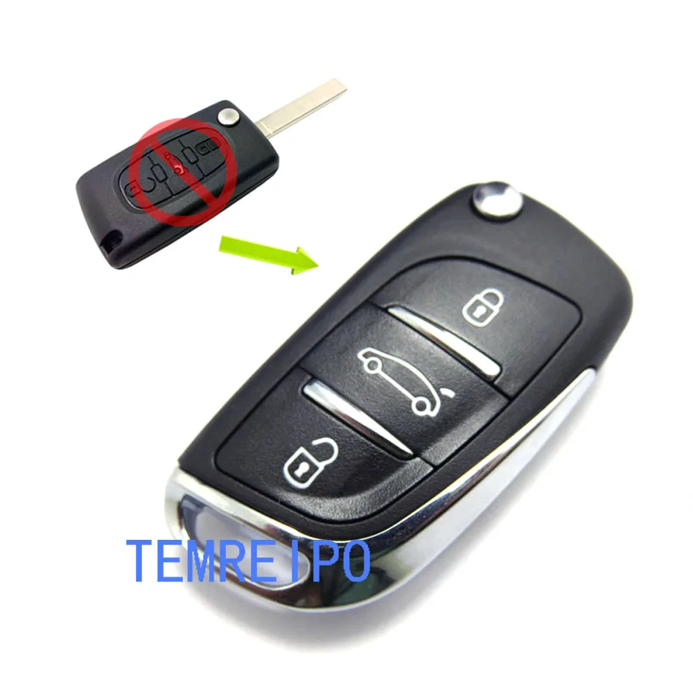 3 кнопки без ключа для peugeot 207 407 406 307 308 SW 408 107 чехол с откидной крышкой