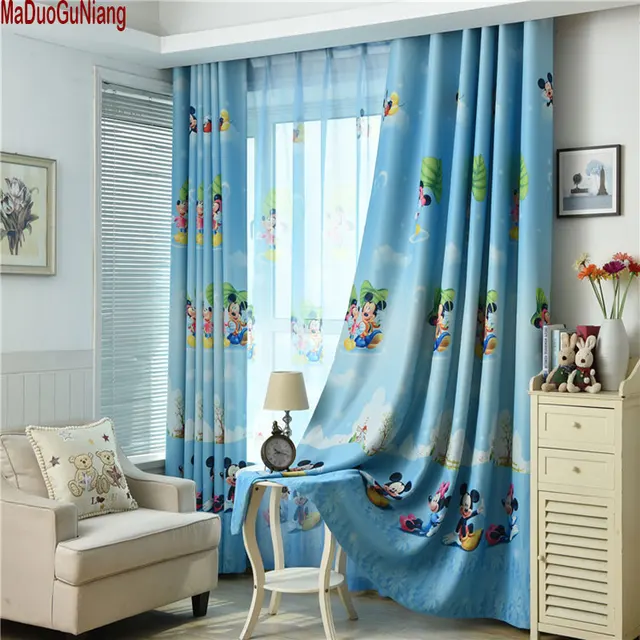 Blauw Mickey Mouse Gedrukt Kinderen Gordijnen Voor Jongen Slaapkamer ... Blauw Mickey Mouse Gedrukt Kinderen Gordijnen Voor Jongen Slaapkamer ...
