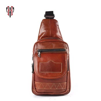 

TIANHOO Genuine leather hobos walking men bags fashion style chest bag crossbody back shoulder small phone/book pockets bysykcle