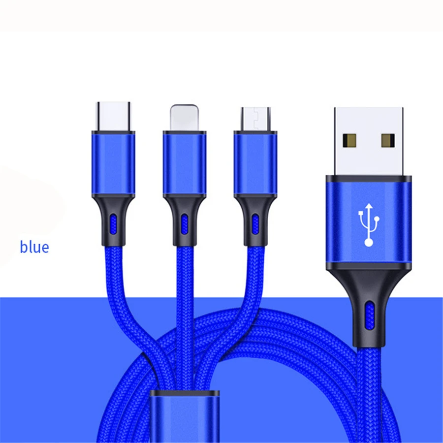 100 шт. USB кабель для зарядки iPhone Зарядное устройство 3 в 1 микро USB кабель для Android Тип usb C мобильный телефон кабели для Samsung