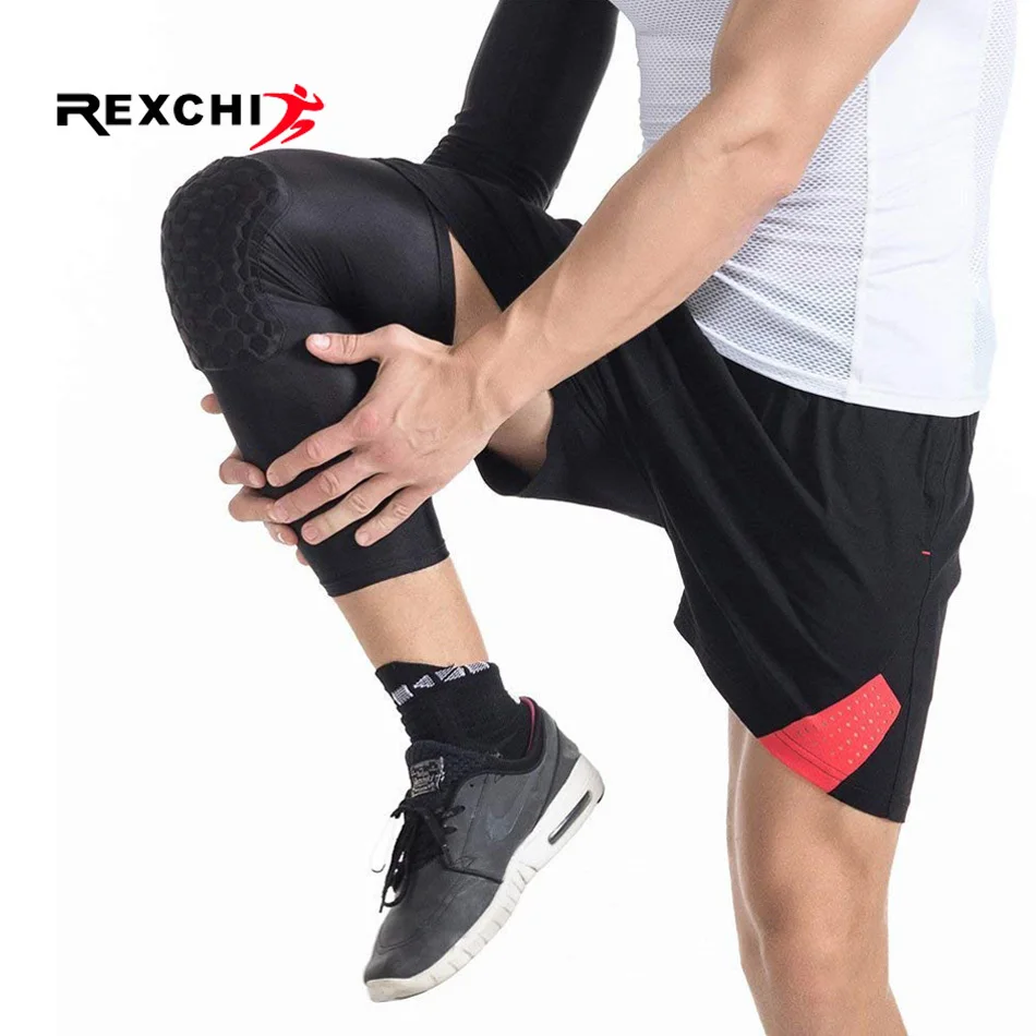 REXCHI 1 قطعة كرة السلة منصات الركبة كم العسل هدفين مرونة نيباد واقية الرضفة رغوة دعم الكرة الطائرة دعم