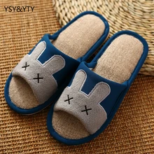 Г., новые летние льняные тапочки мужские домашние тапочки из плотного хлопка с рисунком из мультфильма весенние тапочки