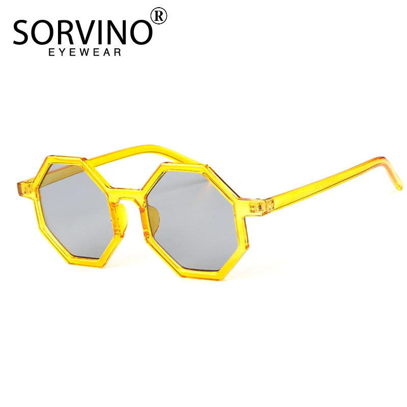 

SORVINO Yellow Vintage Octagon Sunglasses Women Men 2019 Designer 90s Lady Oversized Square Trendy Sun Glasses Blue Shades SP99