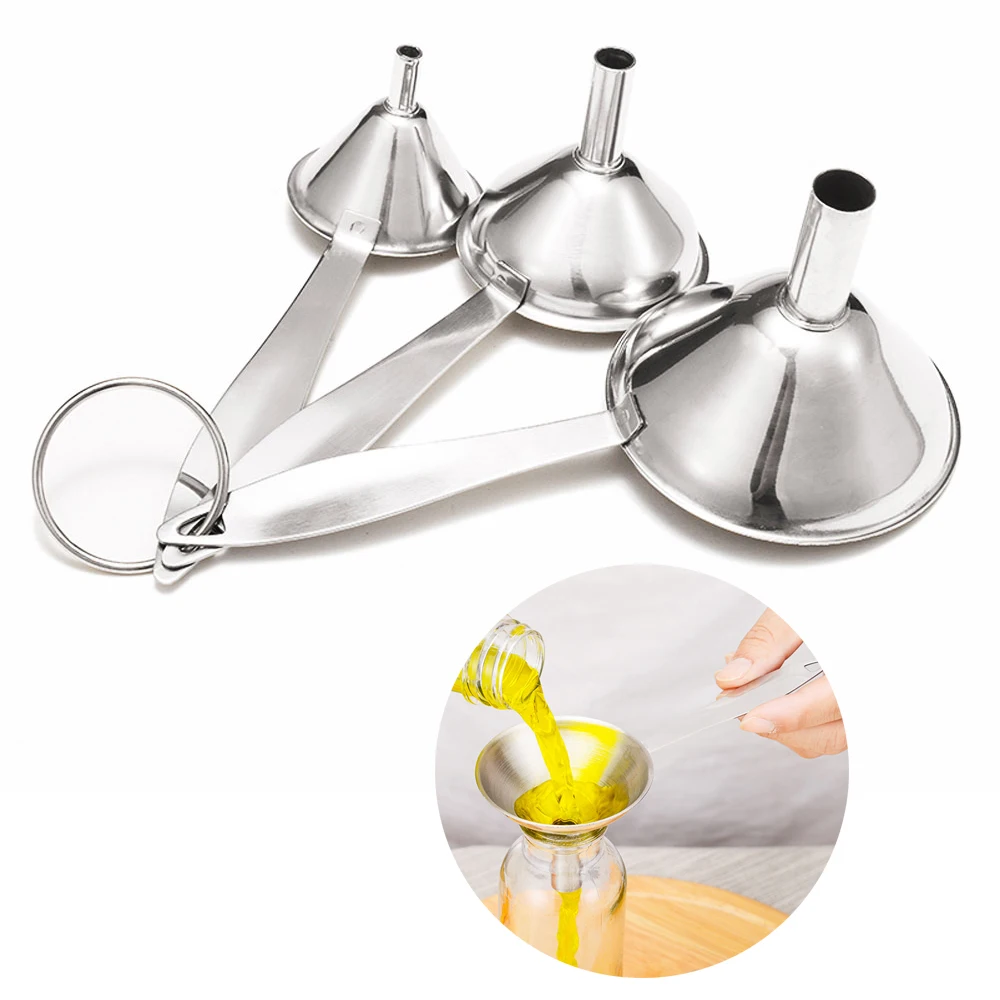 

3Pcs/Set Stainless Steel Funnel Filling Funnel with Handy Long Handle, Great for Transferring of Essential Oils, Liquid, Fluid