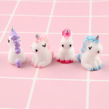 

10Pcs Miniature Figurines 3D Unicorn Resin Cabochon Kawaii Cartoon Fairy Garden Miniatures DIY Craft Supplies Home Decorations