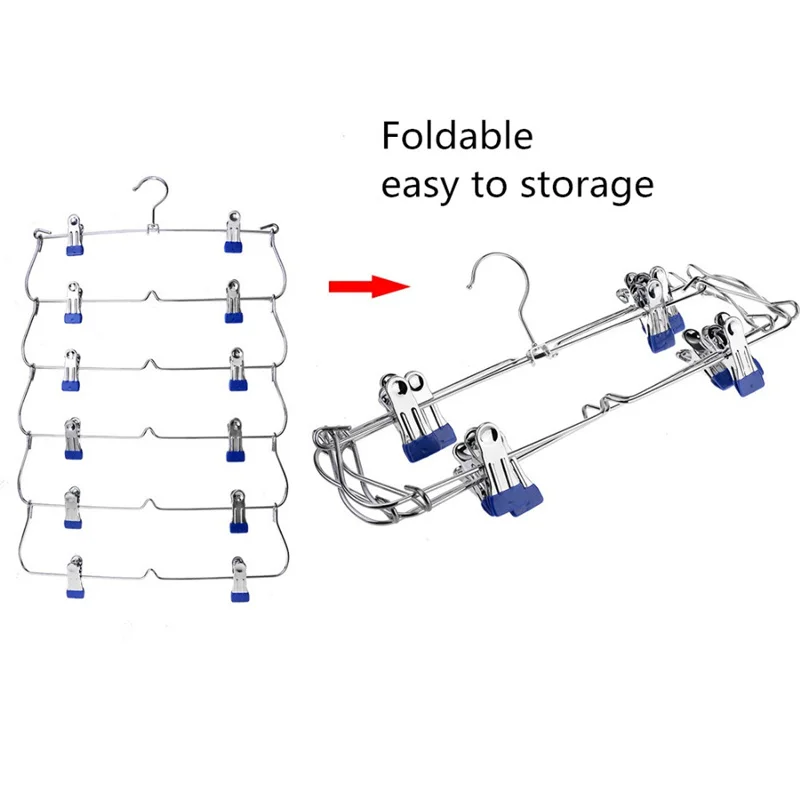 Шестислойная многофункциональная складная вешалка для одежды для юбки, брюк, носков, платья с нескользящей застежкой, Прямая поставка