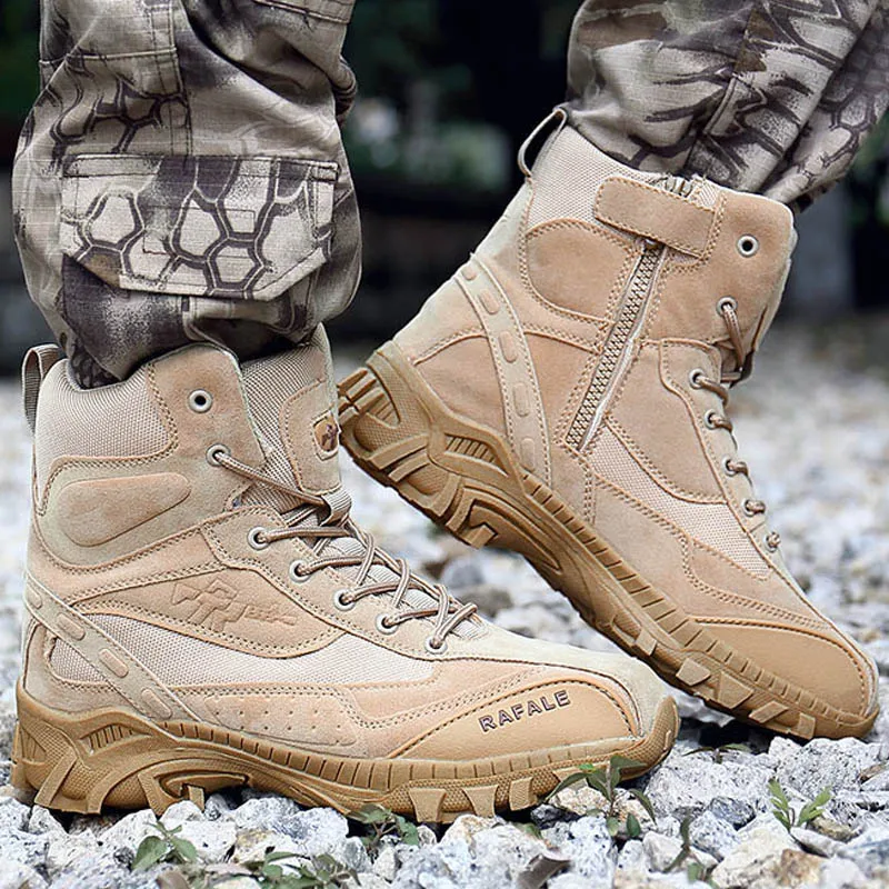 

2018 men's boots Tactical Military Army Boots High Top Ankle boots men Combat Desert Boots Work Shoes man snow shoes