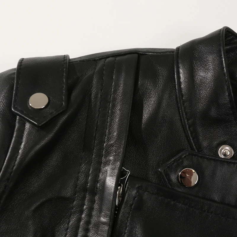 2019 spring version of sheepskin motorcycle jacket leather women's jacket short Slim was thin real leather jacket