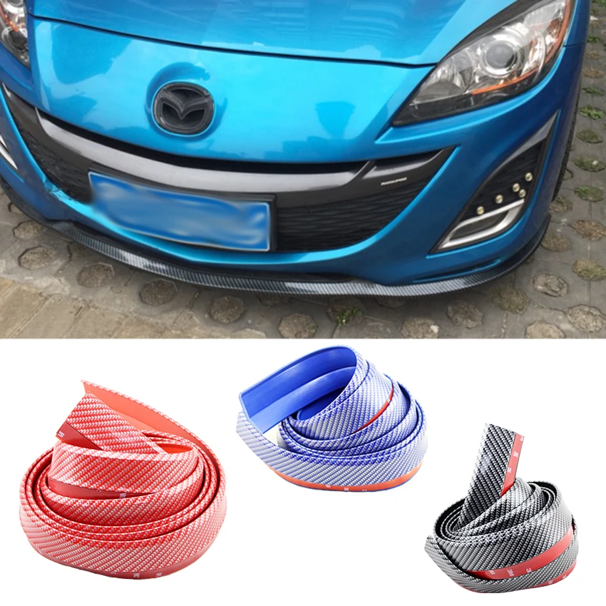 FZ-P parachoques delantero de coche de goma suave de fibra de carbono para Auto-estilo pegatinas de parachoques Auto Kit de cuerpo parachoques delantero labio