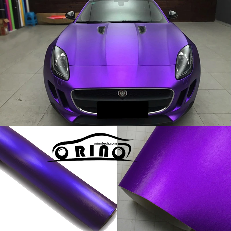 1.52x20m/Roll Purple Brushed Metallic Chrome Vinyl Wrap For Car Body ...