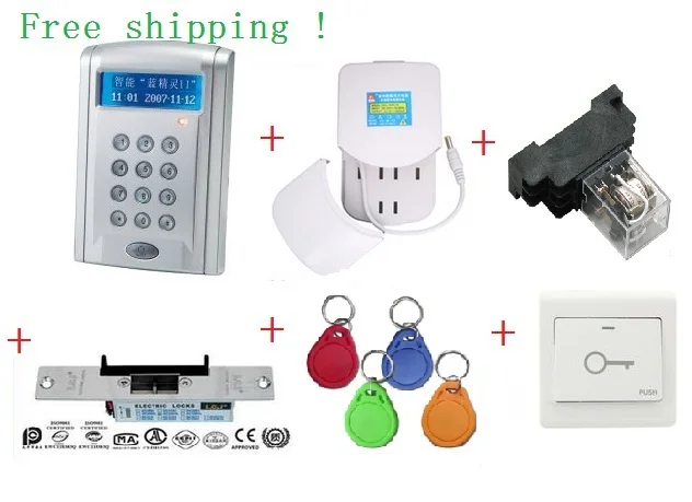 

access control kit ,LCD Display RS485 Networking Entry Door Access Control System+power+250kg Cathode lock +10em KEY TAG