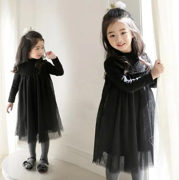 

Fashion Warm Winter Black Autumn Teenage Girl Dress Toddler Clothes Kids Party Long Sleeve Dresses For Girls Princess 4-12 Year