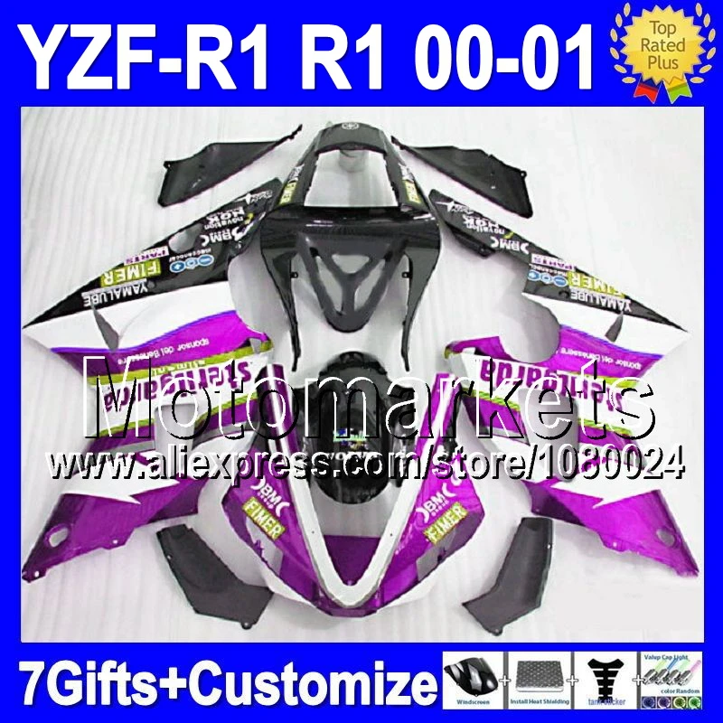 7gifts+Fairing For YAMAHA 00-01 YZFR1 Purple FIMER YZF 1000 2000 2001 K99207 YZF1000 blk R1 00 01 YZF-R1 Kitwork | Автомобили и