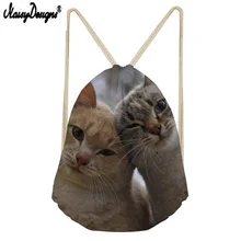 Известный бренд на заказ пара сумка на шнурке 3D милый кот печати Портативный Луч карманный Мужская и Женская дорожная сумка Горячая Распродажа