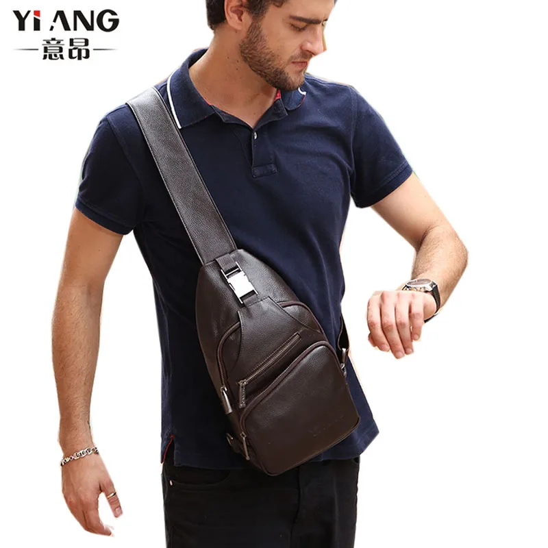 

High Quality Men Genuine Leather Cowhide Messenger Shoulder Bag Cross Body Casual fashion Travel Sling Chest Pack