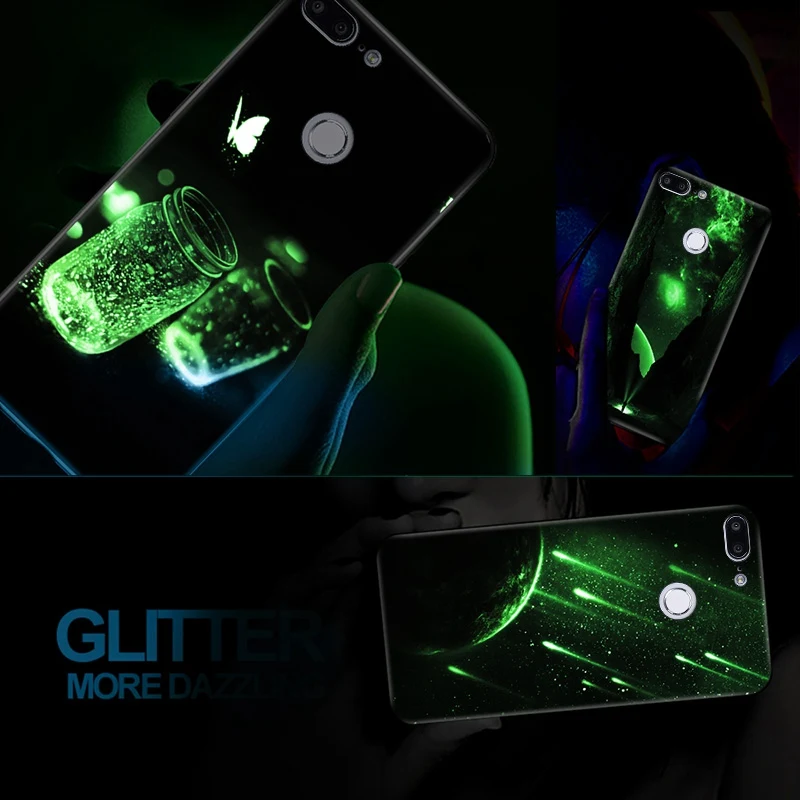 Luminous Glass Phone Case On For Huawei Mate 10 20 Lite P Smart P20 P10 Lite Nova 3 7S 7C Honor 7A 9 Lite 10 8X Play Back Cover