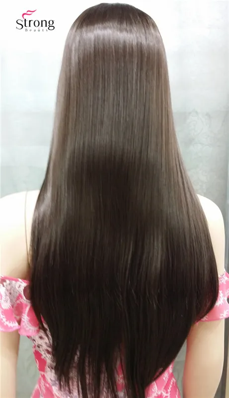 Длинные прямые светлые Выделенные волосы парик центральная часть кожи без челки полный синтетический парик выбор цвета