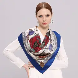 Новое поступление Высший сорт 100% чистого шелка 90*90 см большой квадратный шарф женщин Элитный бренд оригинальный дизайн шарфы элегантная