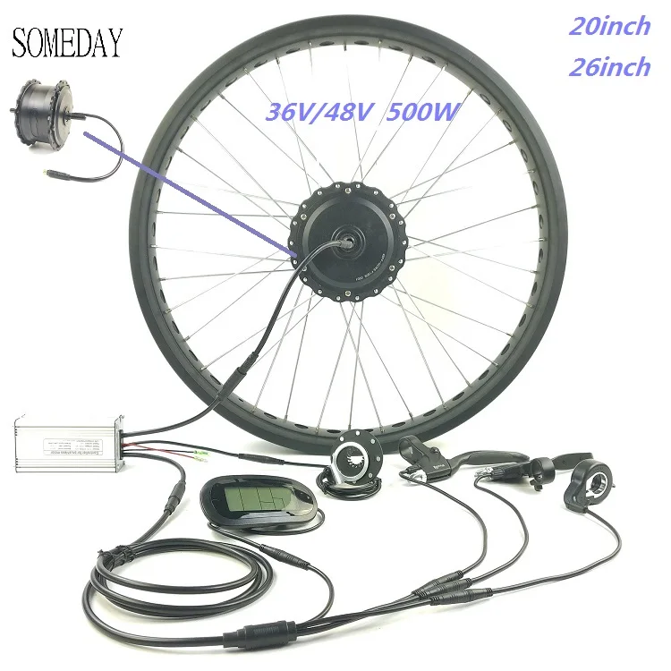 Водонепроницаемый 36V 48V 500W электровелосипед с толстыми покрышками Снежный велосипед электрическое преобразование велосипедов Комплект 20 дюймов горный велосипед 26 дюймов колеса передний привод LCD6 СОП