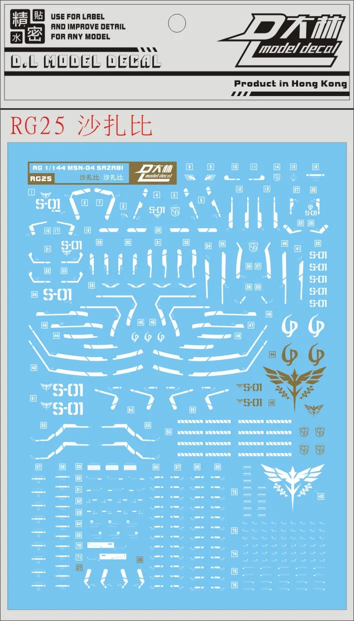 

RG25 DL Gundam RG 1/144 MSN-04 SAZABI Decal Sticker Model Tool