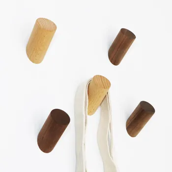 

Multifunction Wall Mounted Clothes Hanger Bathroom Accessories Coat Hook Decorative Natural Wood Hat Scarf Handbag Storage Rack