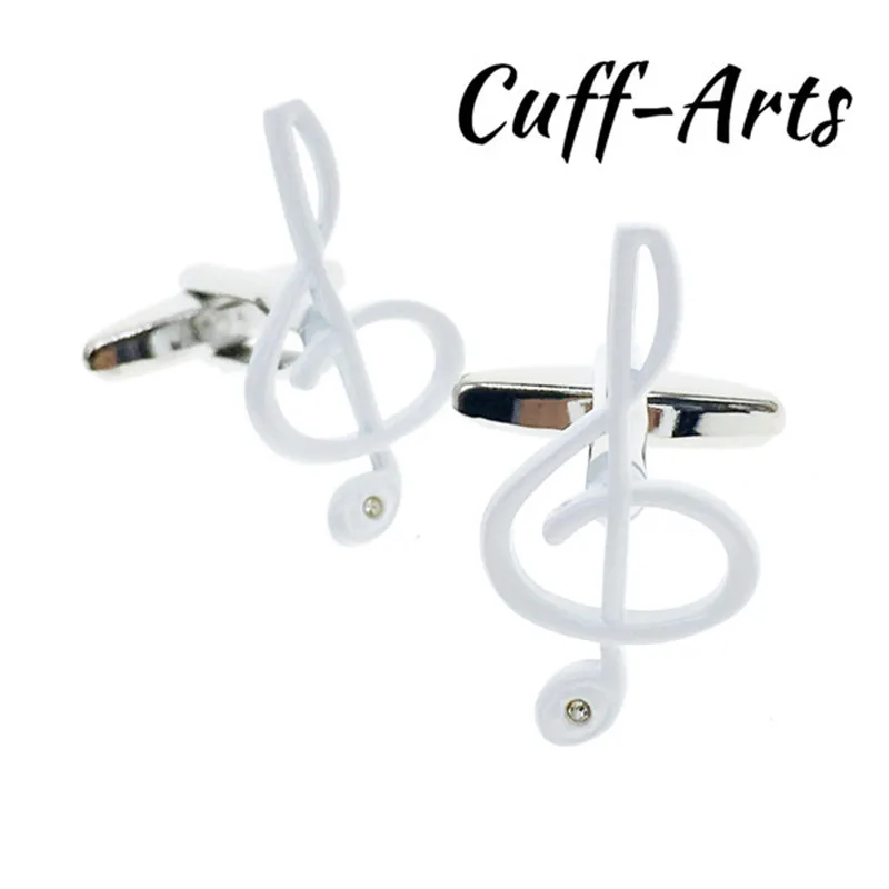 

Cuffarts Cufflinks For Mens White Note Tie Clip Cuff Links Men Jewelry Gemelos 2018 Cufflinks Spinki Do Mank C10032
