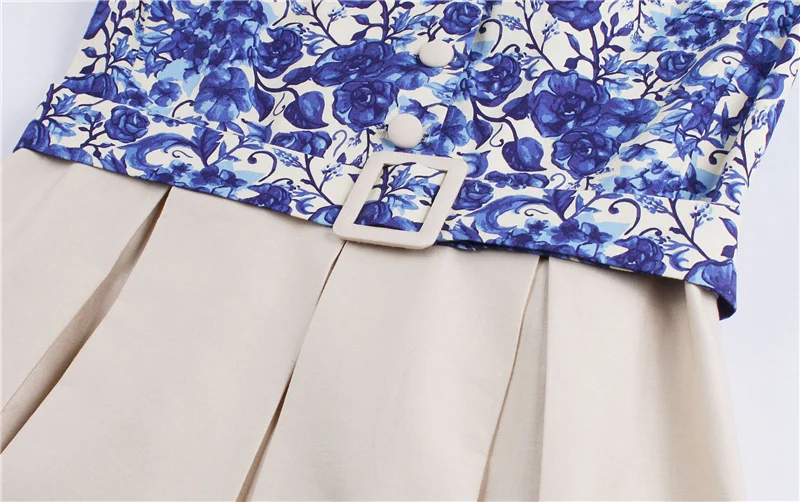 Kostlich Blue And White Porcelain Print Summer Dress Women 2017 Short Sleeve 1950s Vintage Dress Belt Tunic Sexy Party Dresses (13)
