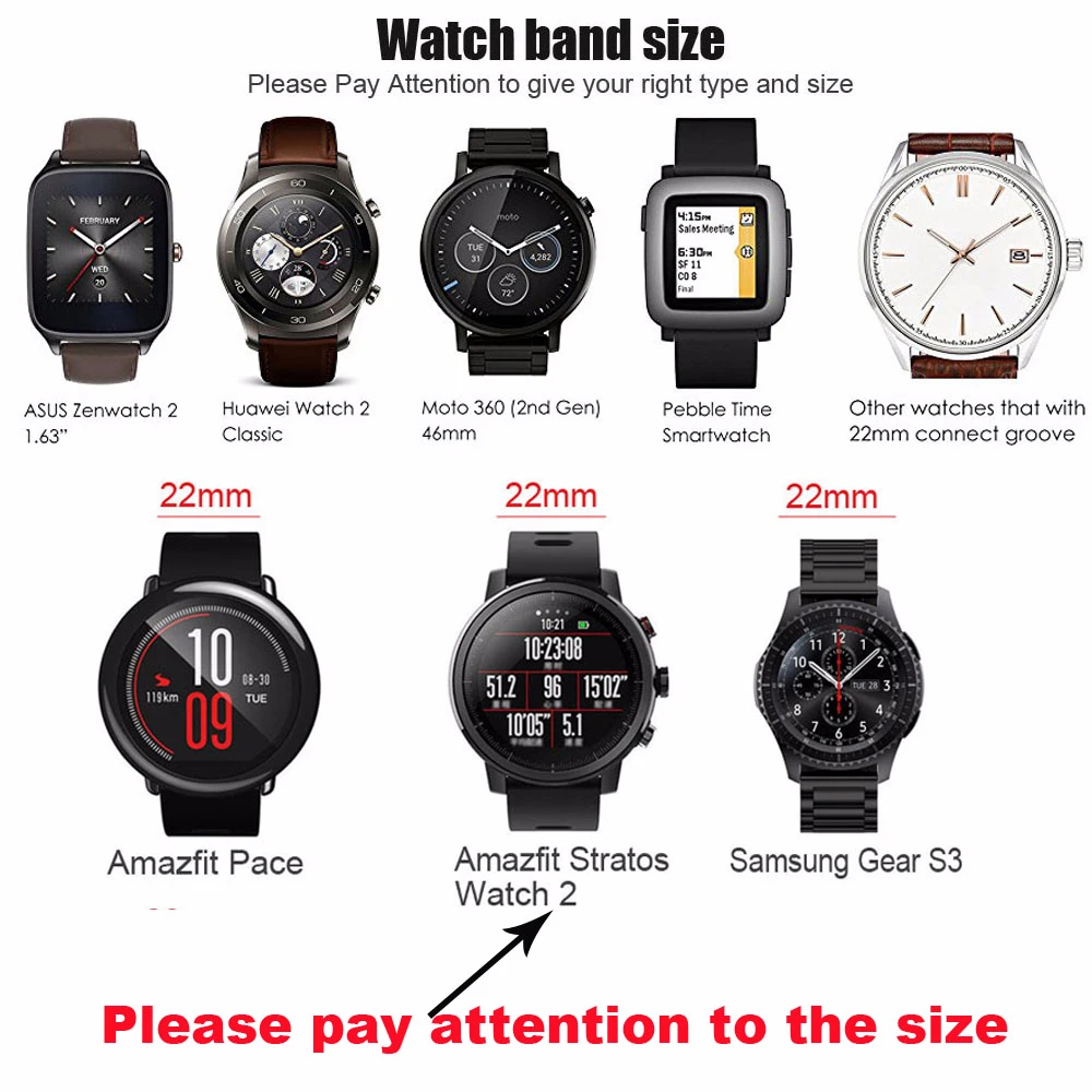 22 мм кожаный браслет Huami Amazfit Pace Stratos 2 ремешок для huawei Watch GT Honor Magic Dream samsung gear S3