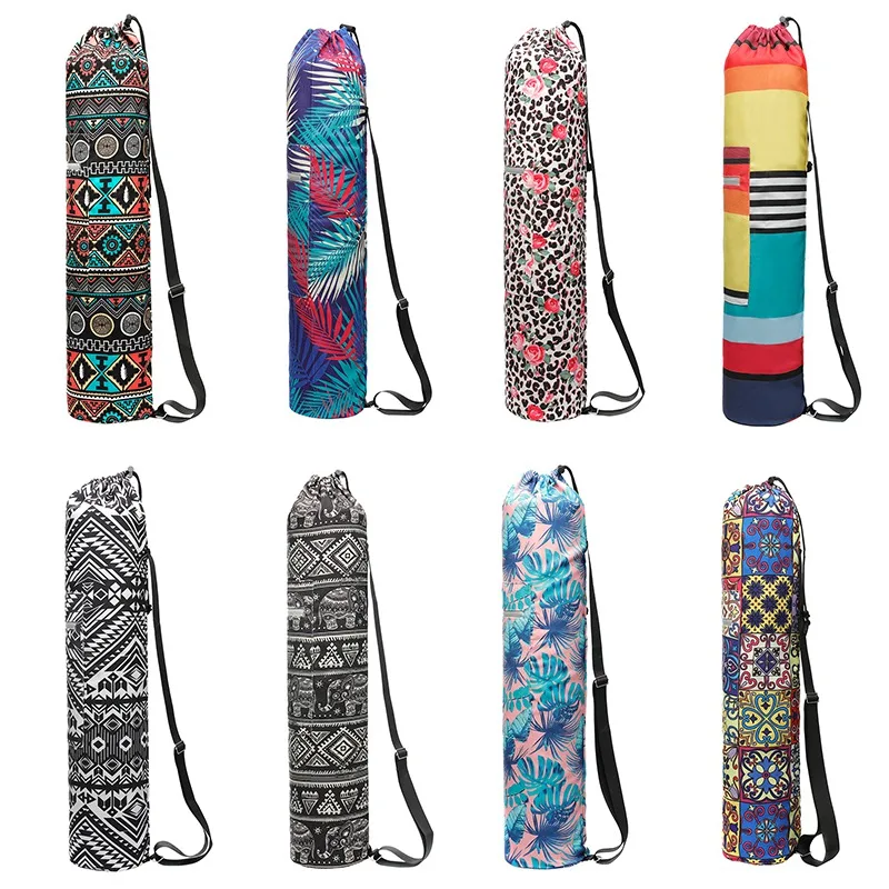 

Multi-Color Yoga Mat Storage Bag New Printed Canvas Gym Backpack Zipper Drawstring Bags Carrier Organization Tool With Straps