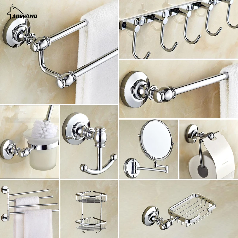 Silver Polished Chrome Brass Bathroom Accessories Set Products Polished