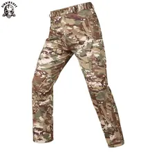 Охотничья тактическая Акула кожа мягкая оболочка военные брюки мужские водонепроницаемые тепловые отражающие спортивные уличные брюки армейские карго