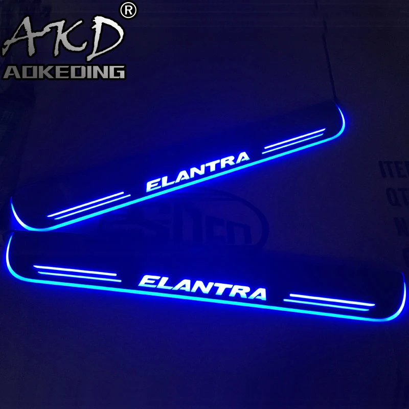 

AKD 4PCS Acrylic Moving LED Welcome Pedal Car Scuff Plate Pedal Door Sill Pathway Light For Hyundai Elantra 2015 2016 2017 2018