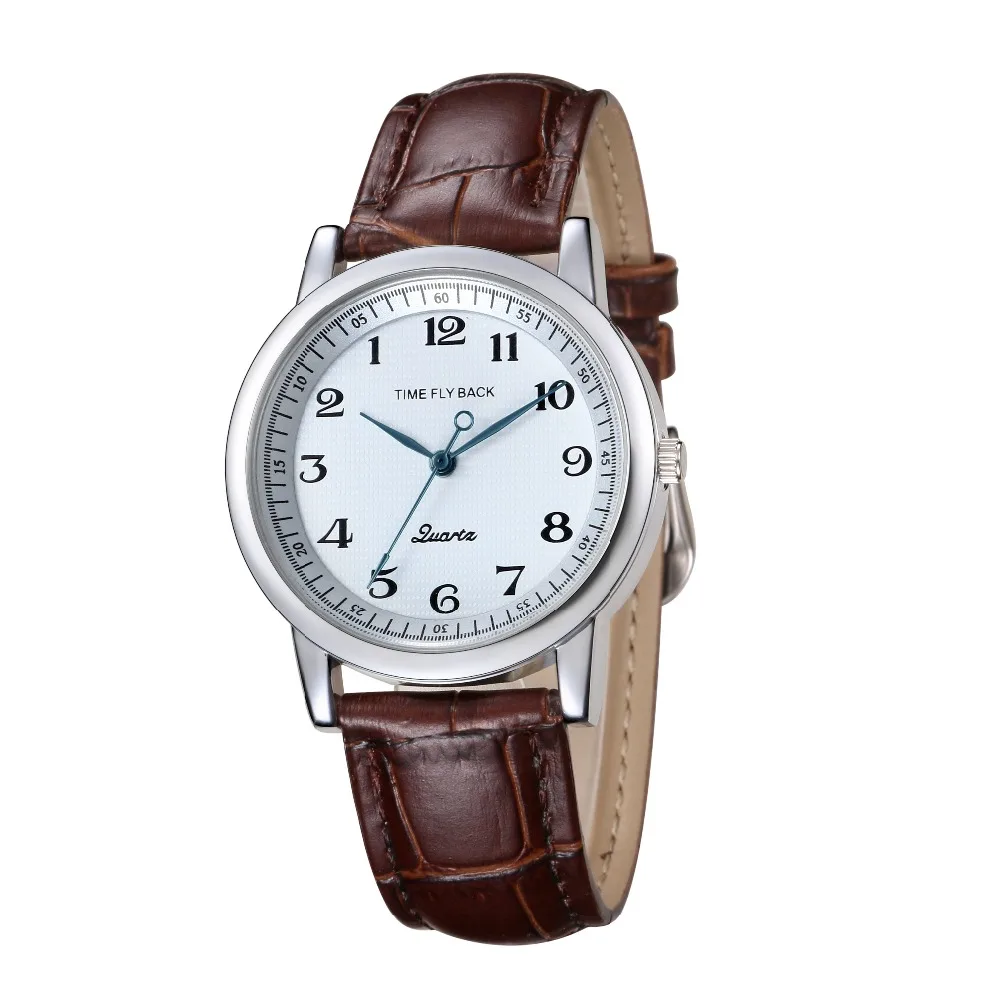 

New 2014 Fashion Anticlockwise Watches Time Story FlyBack Men Wristwatches Vintage Quartz Counterclockwise Watch Leather Strap