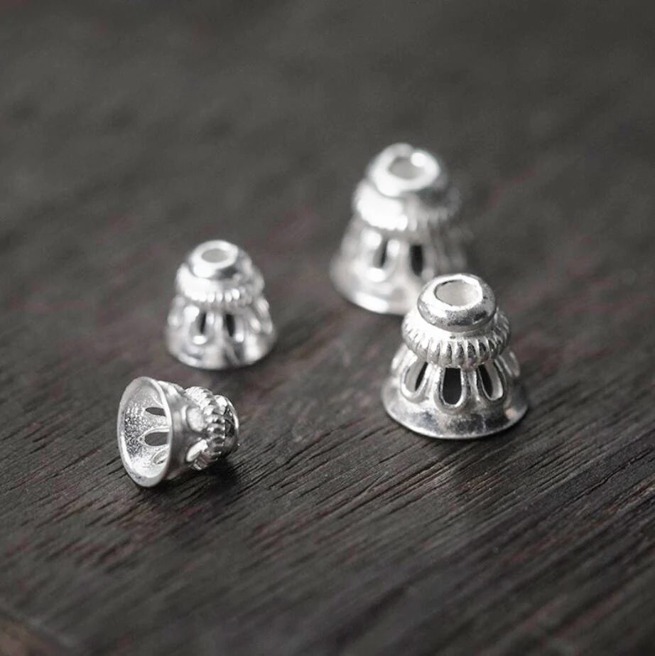 925 Sterling Silver Tiny Hollow Cone End Beads Cap Beads Craft DIY