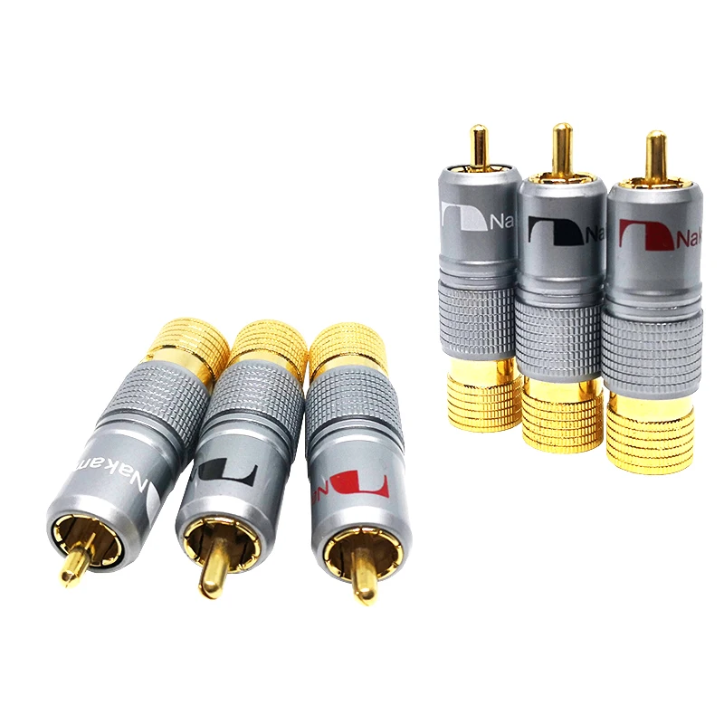 

12pcs Gold Plated NAKAMICHI RCA Plug Locking Non solder plug connector