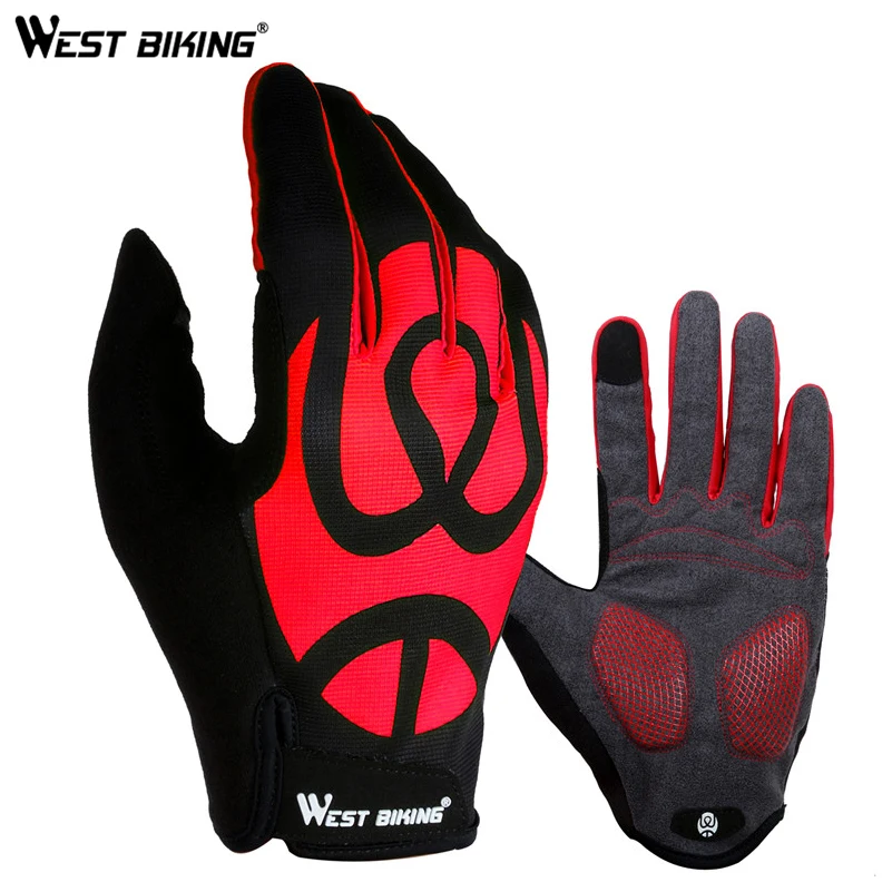 

WEST BIKING Full Finger Cycling Gloves Touch Screen GEL Non-Slip Pad Outdoor Sports Protective Windproof Bicycle MTB Bike Gloves