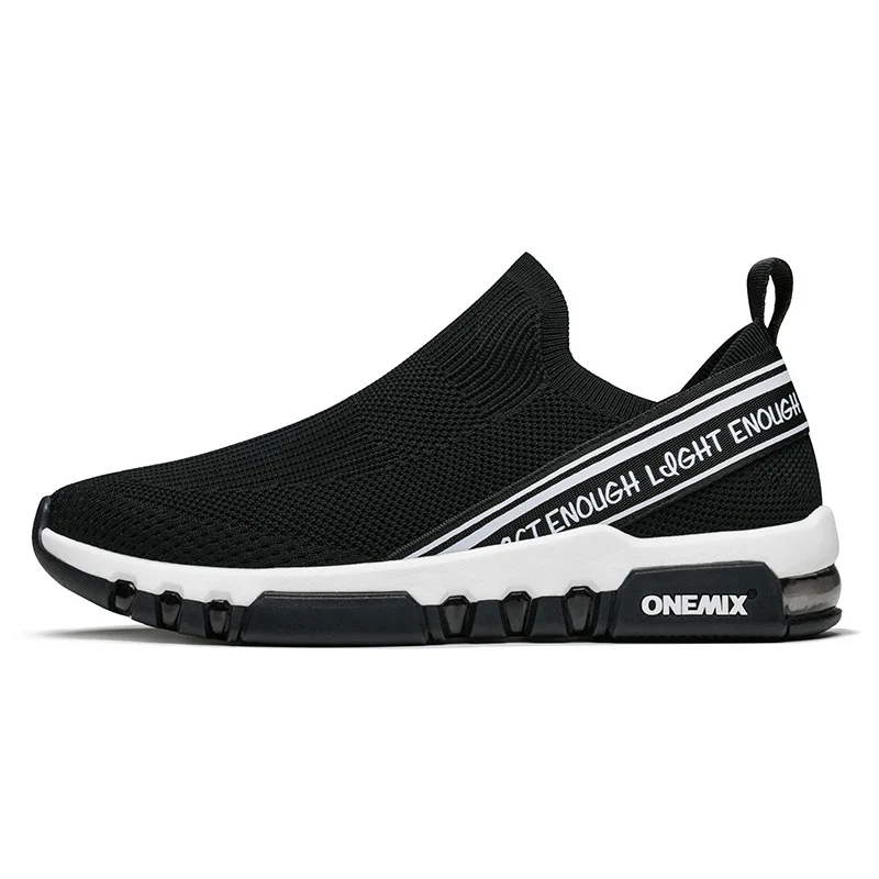 ONEMIX/мужские кроссовки для женщин; супер дышащие сетчатые кроссовки с хорошим отскоком; светильник без шнуровки; уличные спортивные кроссовки - Цвет: black