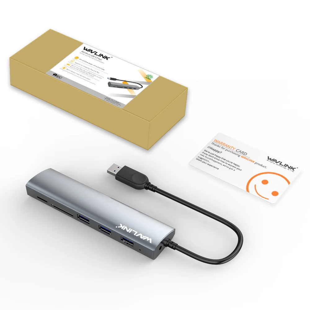 Wavlink usb-хаб USB 3,0 концентратор переходник разветвитель SD/Micro SD TF кардридер портативный для samsung Galaxy S9/S8 Macbook ноутбук планшет