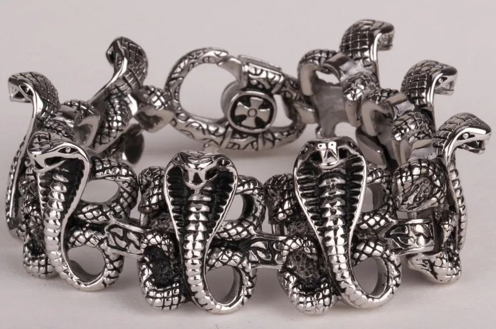 

Men stainless steel bracelet snake jewelry 316L heavy punk snake bracelet 210