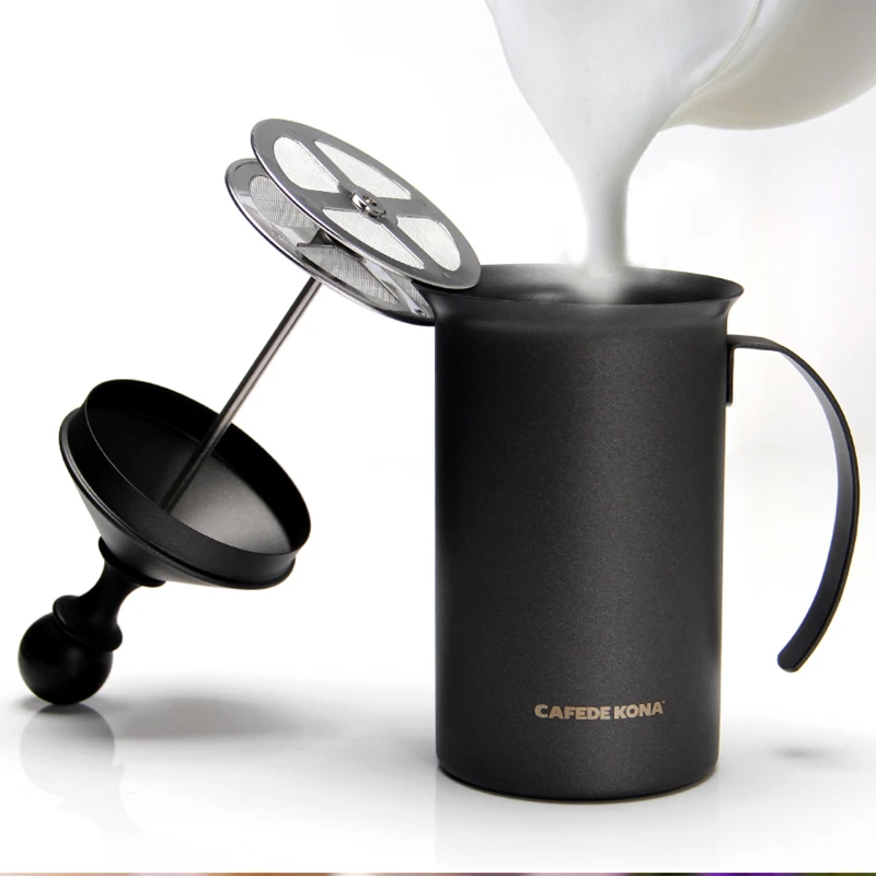 Espumador de leche para el hogar, taza de espuma de leche Manual doble capa, mezclador café Latte, capuchino, licuadora de leche|Espumadores de - AliExpress