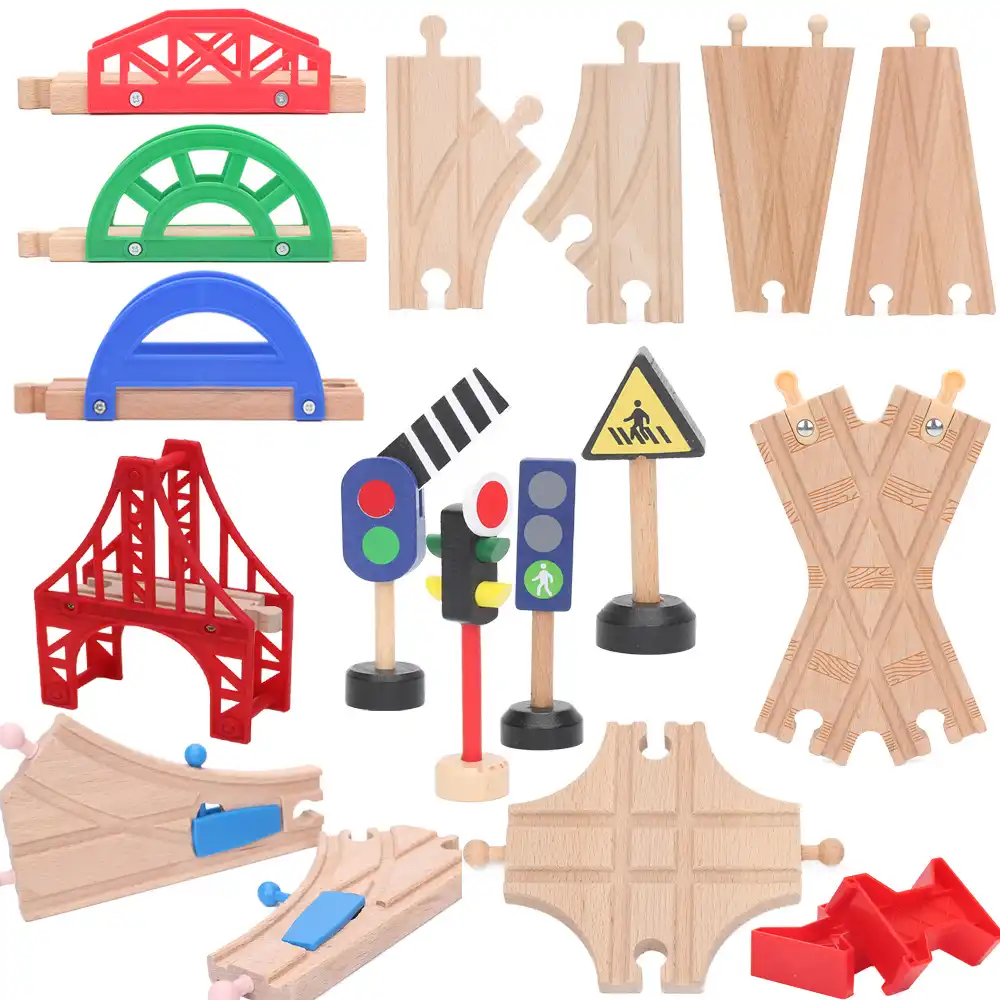 wooden train track bridge pieces